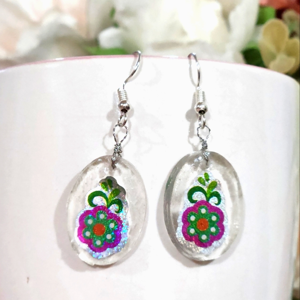 Resin earrings, Handmade